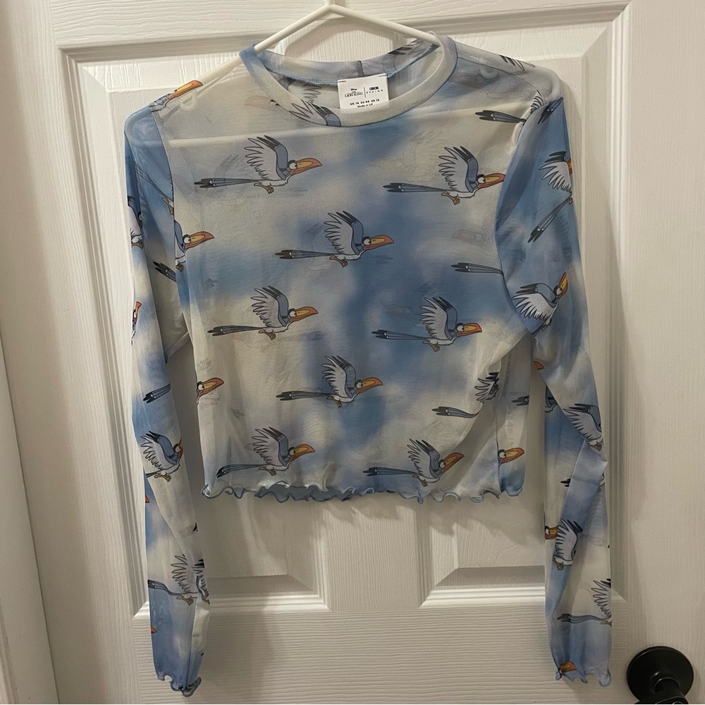 Blue Sheer Mesh Top with Lion King  Print